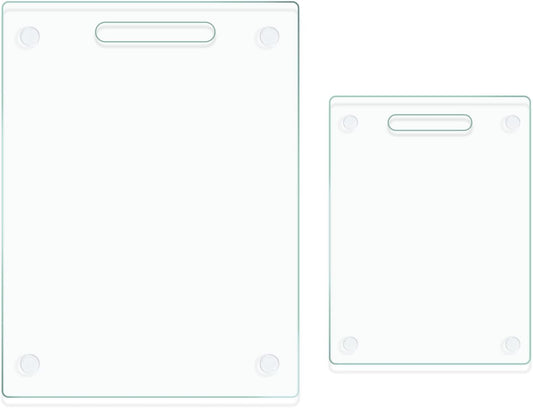 Tempered Glass Cutting Boards for Kitchen, Set of 2 Gold Glass Chopping Boards, 16"x12" & 12"x8" Cutting Boards With NonSlip Feet, Scratch Resistant, Heat Resistant, Easy to Clean