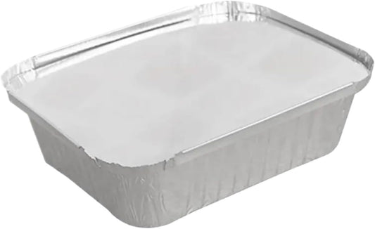 Disposable Cookware 125Pcs Grill Catch Tray Aluminum Foil Pan with Lid Barbecue for BBQ for Cooking Baking(450ml)