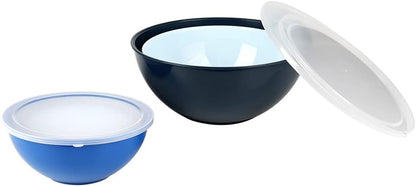 BoxedHome BPA Free Plastic Round Mixing Bowl with Lids, 12 Pack Nesting Bowls with Lids Set, Microwave and Dishwasher Safe Prep & Serving Bowls Great for Mixing, Baking, Serving (pinkish green, 12pcs)