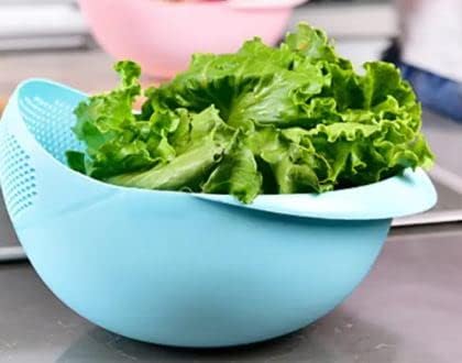 Kitchen Colander Bowl Combo Strainer for Rice, Pasta, Vegetables, Fruits (White)