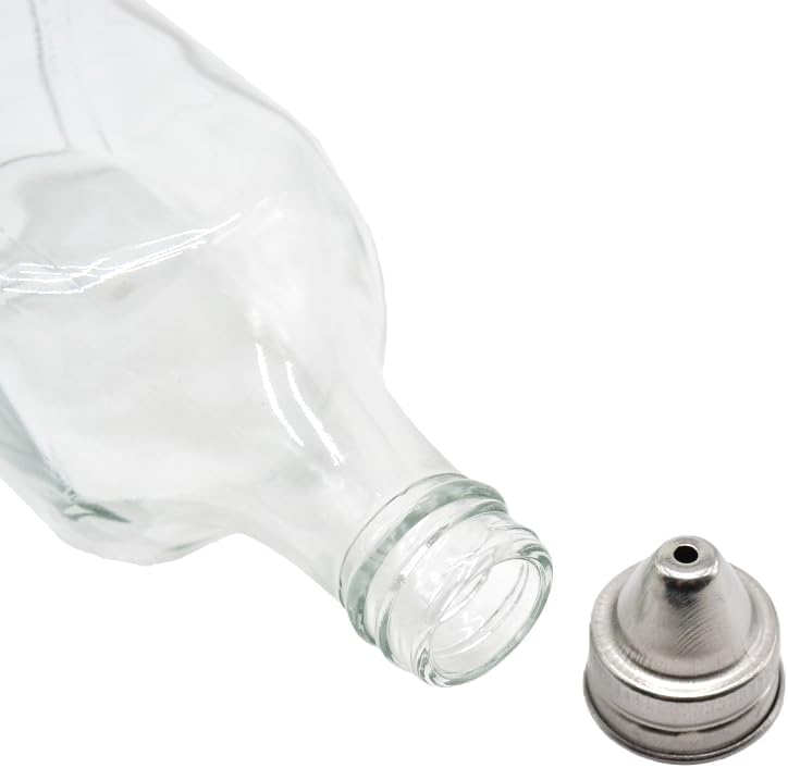 KALDEWEI 1 Pack Caddy Holder Rack for 6oz 180ml Oil & Vinegar Glass Cruet with Stainless Steel Screw-On Lid, Tabletop Square Shape Bottle Dispenser