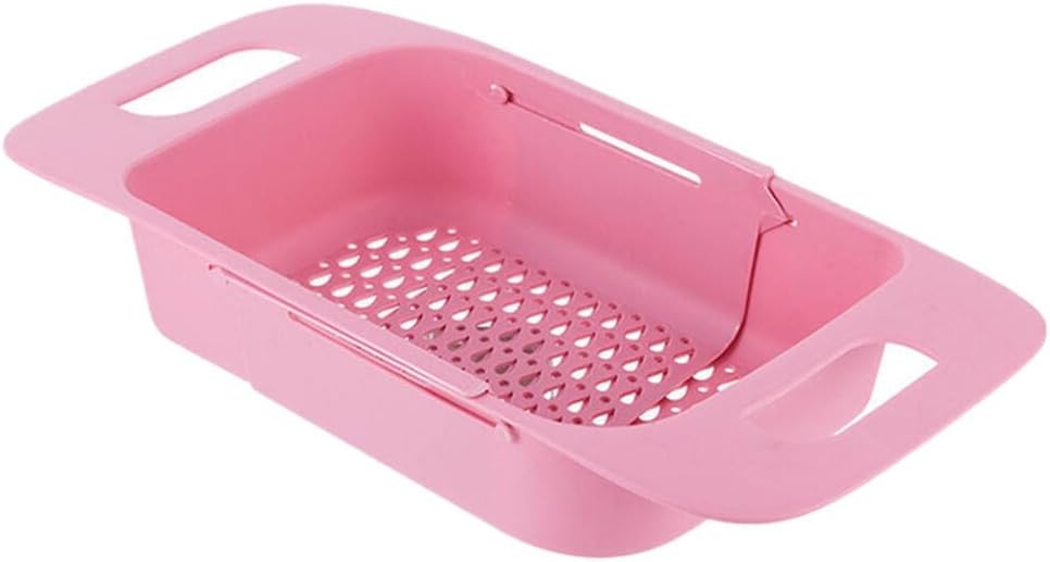 Cabilock Extendable Over The Sink Colander Fruits and Vegetables Drain Basket Expandable Dish Drying Rack Adjustable Trainer Sink Washing Basket for Kitchen