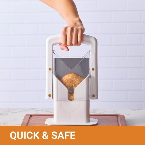 Hoan Bagel Biter Bagel Slicer and Cutter with Safety Shields - Guillotine Style Bagel Cutter Slicer for Large and Small Bagels, English Muffins, Buns, and Rolls - Compact, Dishwasher Safe