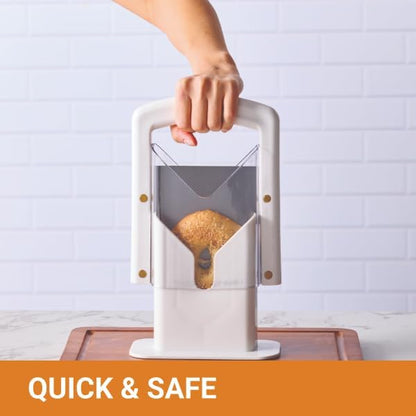 Hoan Bagel Biter Bagel Slicer and Cutter with Safety Shields - Guillotine Style Bagel Cutter Slicer for Large and Small Bagels, English Muffins, Buns, and Rolls - Compact, Dishwasher Safe