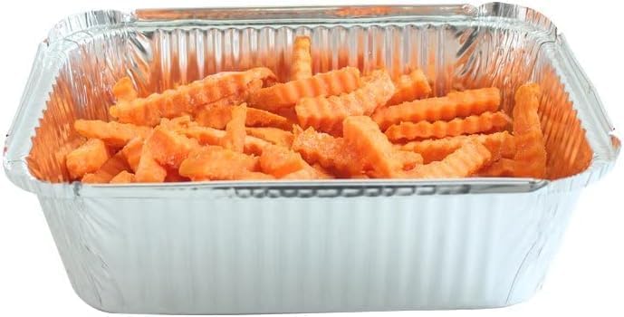 PARTY BARGAINS 4 lb Aluminum Pans with Board Lids, 50 Pack – 12 x 8 in Disposable Foil Roasting & Steam Table Pans for Catering, Takeout, Meal Prep, Oven Safe up to 240°C