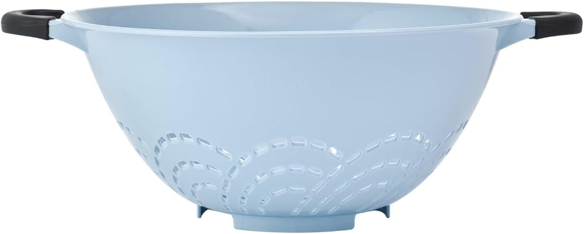 5 Qt Colander,Slate Blue Plastic with Soft Grip Handles&Raised Feet,Durable