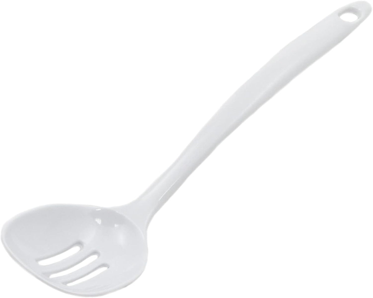 Chef Craft Basic Melamine Slotted Spoon, 11.25 inch, White