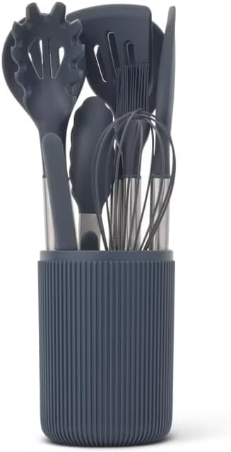 10-Piece Silicone Kitchen Utensil Set with Holder, High Heat Resistant & Nonstick Safe, Dishwasher Safe