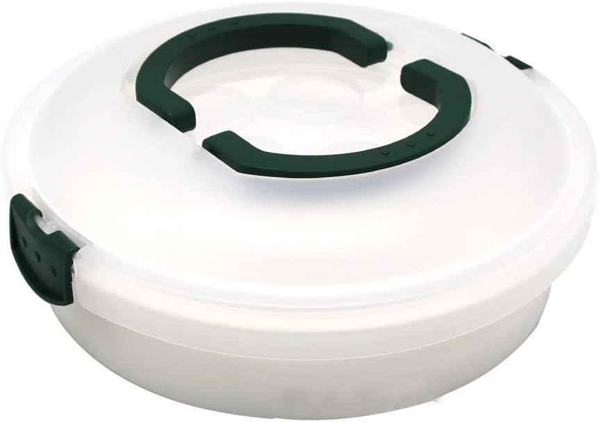 10 Inch Portable Pie Cupcake Carrier Deviled Egg Tray with Lid and Tray 3-In-1 Round Cupcake Container Egg Holder Muffin Tart Cookie Keeper Food (Green)