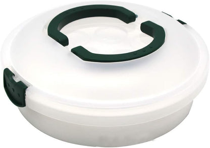 10 Inch Portable Pie Cupcake Carrier Deviled Egg Tray with Lid and Tray 3-In-1 Round Cupcake Container Egg Holder Muffin Tart Cookie Keeper Food (Green)