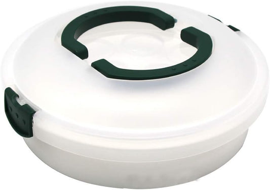 10 Inch Portable Pie Cupcake Carrier Deviled Egg Tray with Lid and Tray 3-In-1 Round Cupcake Container Egg Holder Muffin Tart Cookie Keeper Food (Green)