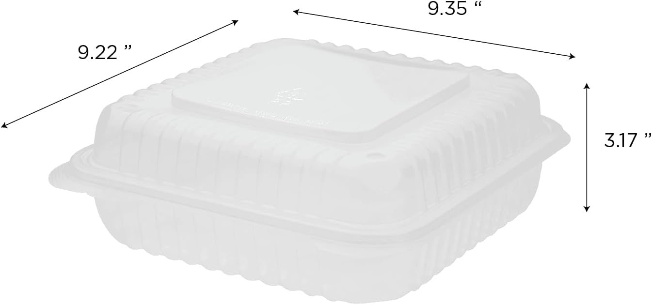 Karat FP-HC99PP-3CU 9"X 9" PP Hinged Containers 3 Compartment - (Case of 200)