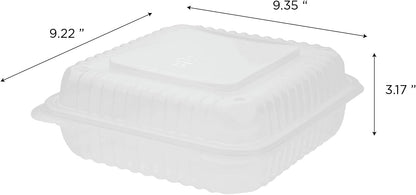 Karat FP-HC99PP-3CU 9"X 9" PP Hinged Containers 3 Compartment - (Case of 200)