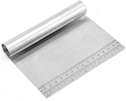 Stainless Steel Dough Scraper, Multi-Purpose Pastry Bench Tool with Measurement Guide