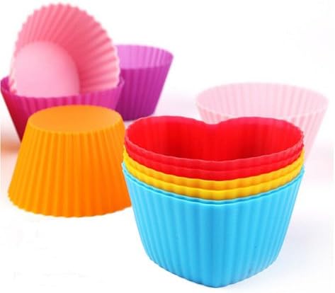 Silicone Cupcake Liners, Upgrades 36 Pack Reusable Baking Muffin Cups Nonstick 3 Shapes Pastry Cake Molds Bento Lunch Box Dividers
