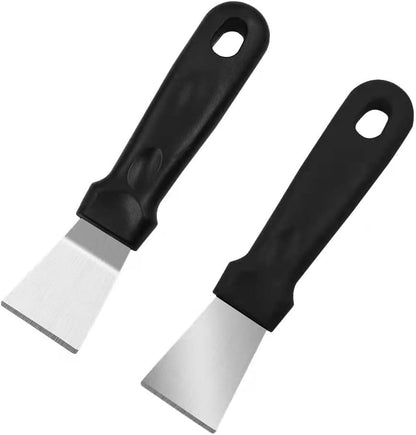 2Pack Blackstone Griddle Scraper Tool QIANBEIY Metal Small Grill Scraper for Outdoor BBQ Stiff Grill Pan Cleaning Scraper Spatula, No need to change Flexible Blades