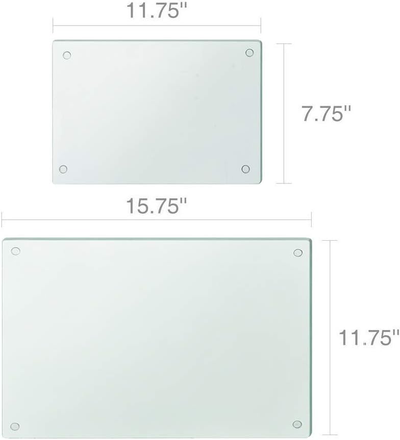 Murrey Home Glass Cutting Board Set for Kitchen Counter, Tempered Glass Chopping Boards Dishwasher Safe, Small Clear Countertop Tray, 16"x12"x2PC