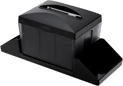 Restaurantware Bar Lux 7.9 Inch x 5.5 Inch Napkin Holder 1 3-Compartment Condiment Caddy - Rectangle Tabletop Black Plastic Napkin Caddy Refillable Easy Access