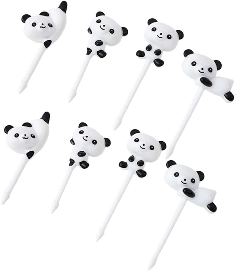 8Pcs White Cute Fun Bento Picks,Food Picks for Kids,School Lunch Accessories for Kids,Cute Animal Fruit Toothpicks,Fruit Food Toothpicks,Lunch Bento Box Picks for Toddler Cocktail Picks Bar Tools