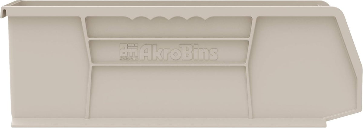Akro-Mils 30234 AkroBins Plastic Storage Bins, Space-Saving Stackable Bins for Garage, Pantry, Craft Organization, 15" x 5" x 5", Clear, 12-Pack