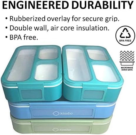 Bento Lunch Box for Kids or Adults, Snack Containers for Boys, Girls, School Daycare Work, 3 Divided Compartments Meal Planning Portion Control, BPA-Free Boxes, Utensils | Blue Purple 2 pack