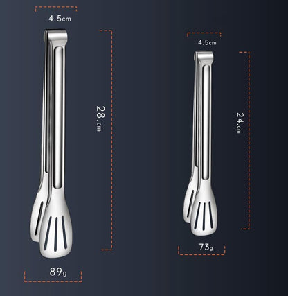 HornTide Stainless Steel Pasta Tongs, Pack of 2 Piece, Teethed Ends Design for Spaghetti Noodle Pastry, Kitchen Serving Tong Set 8-inch 20cm
