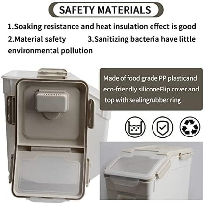 Large Flour Storage Container Bin 25lb, 2Pack Airtight Rice Storage Containers with Measuring Cup&Scoop, BPA Free with Wheels Seal Locking Lid for Flour, Rice, Grain (50LBS Total, Blue)