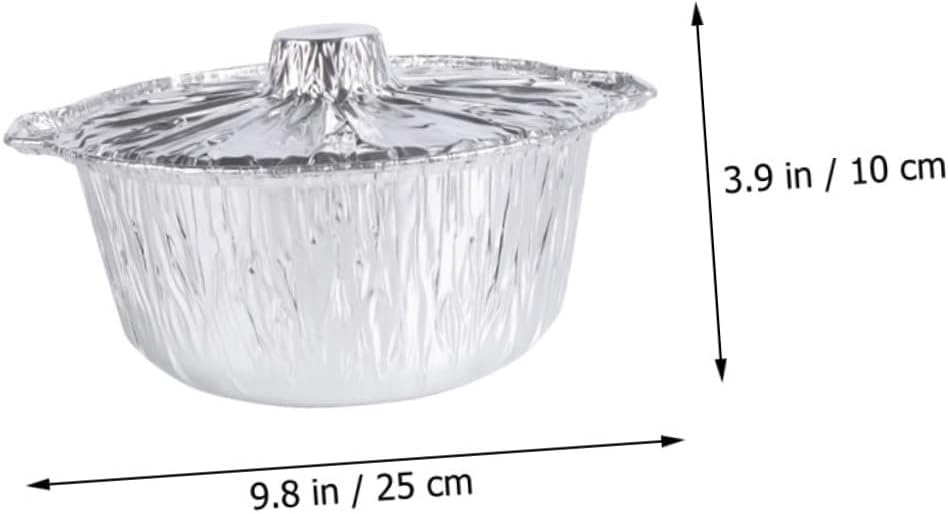 Round Foil Baking Pan Lid Heavy Duty Tin Foil Dish for Oven Cooking Large Capacity Food Prep Tray for Roasting Fish and Meat Disposable Aluminum Container