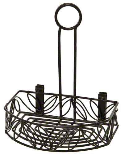 American Metalcraft CRL86 Wrought Iron Semi-Round Condiment Caddy w/Leaf Design