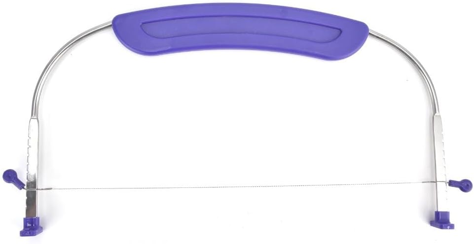 Adjustable Cake Leveler, Stainless Steel Wire Cake Cutter with Anti-Slip Purple PP Handle, Baking Layering Tool