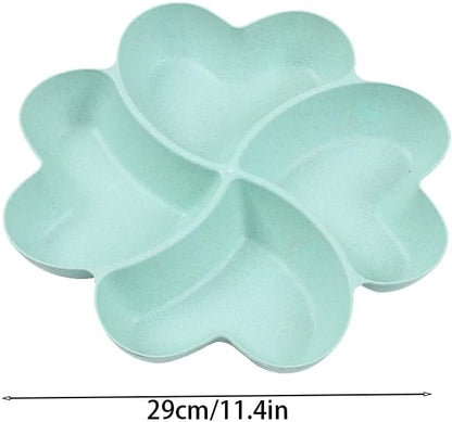 Divided Serving Tray, Appetizer Sectioned Platter, Dessert Serving Dish, Reusable Plastic Snack Plates, Round Relish Tray, 4 Compartment for Chips and Dip Veggies Candy Nut Fruit (Pink)