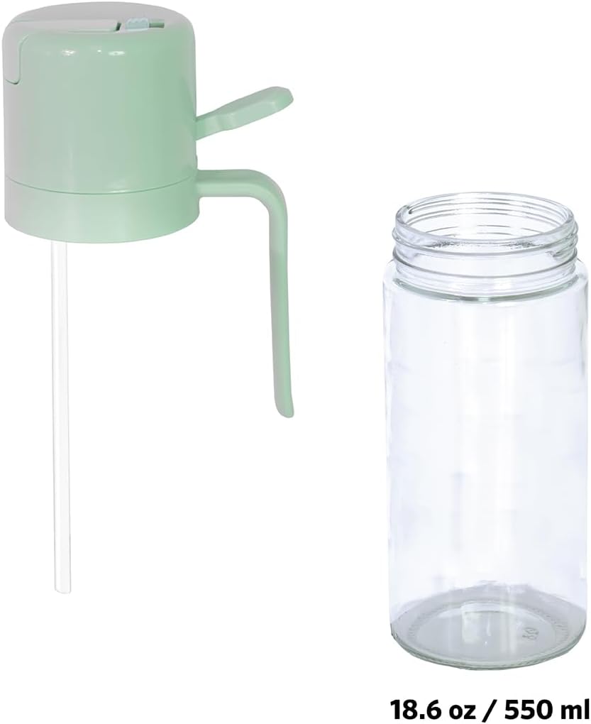Glad 2 in 1 Oil Dispenser, 18.6oz/550ml - Olive Oil Sprayer for Cooking, Pouring Salad Dressing, and Grilling - Kitchen Gadget with Refillable Glass Bottle, Handle, and Mist or Pour Options - Rust