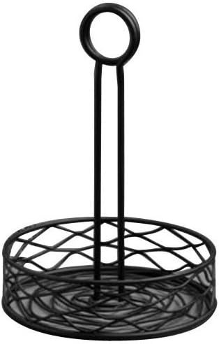 American Metalcraft - FWC69 FWC89 Round Wrought Iron Condiment Rack Basket with Display Handle, 8-Inch, Black