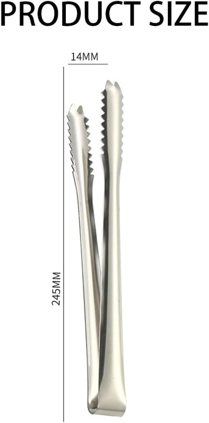 2 Pcs 304 Stainless Steel Ice Tongs, 8 inches Ice Tube Tongs for Ice Bucket Ice Sugar Cubes Coffee Bar Food Serving etc