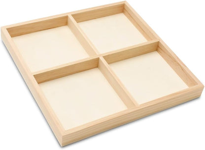 DIY Rectangle Wooden Divided Serving Tray 12 x 8-inch, Pack of 1 6-Section Candy Tray for Vegetable & Fruit Party Platters, by Woodpeckers