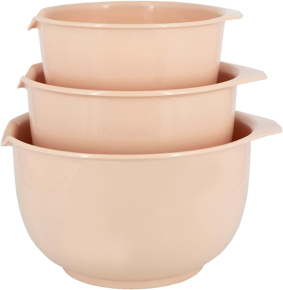 Glad Mixing Bowls with Pour Spout, Set of 4 - Nesting Plastic Bowls (1.2qt, 1.9qt, 2.8qt, and 3qt with Handle) - Non Slip Base, Dishwasher Safe Kitchen Cooking and Baking Supplies, Green