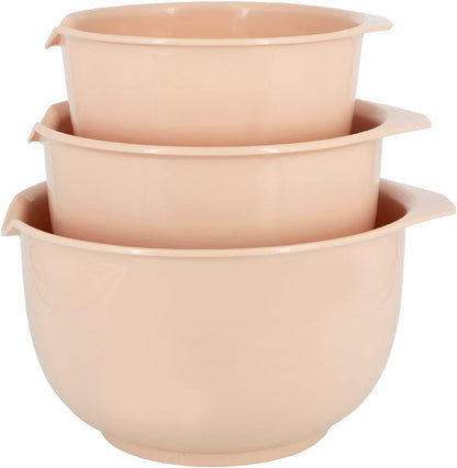 Glad Mixing Bowls with Pour Spout, Set of 4 - Nesting Plastic Bowls (1.2qt, 1.9qt, 2.8qt, and 3qt with Handle) - Non Slip Base, Dishwasher Safe Kitchen Cooking and Baking Supplies, Green