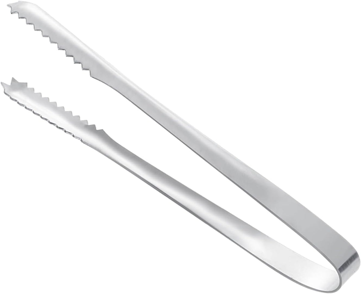 Stainless Steel Ice Tongs for Bar, Kitchen & Home – Heavy-Duty Metal Ice Grab Tongs with Non-Slip Grip, Ideal for Serving Ice Cubes, Sugar Cubes, Lemons, Limes and Fruits