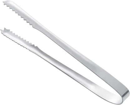 Stainless Steel Ice Tongs for Bar, Kitchen & Home – Heavy-Duty Metal Ice Grab Tongs with Non-Slip Grip, Ideal for Serving Ice Cubes, Sugar Cubes, Lemons, Limes and Fruits