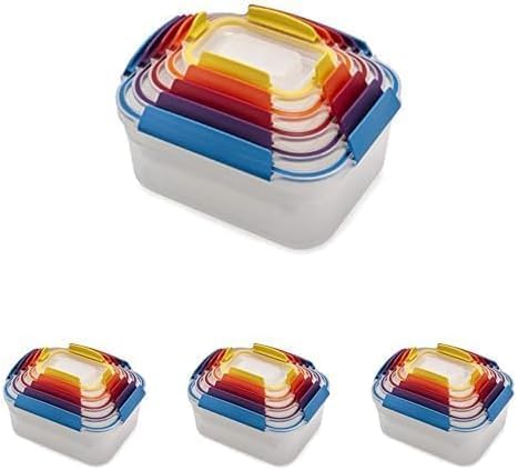 Joseph Joseph Nest Lock Plastic BPA Free Food Storage Container Set with Lockable Airtight Leakproof Lids, 10-Piece, Multi-Color