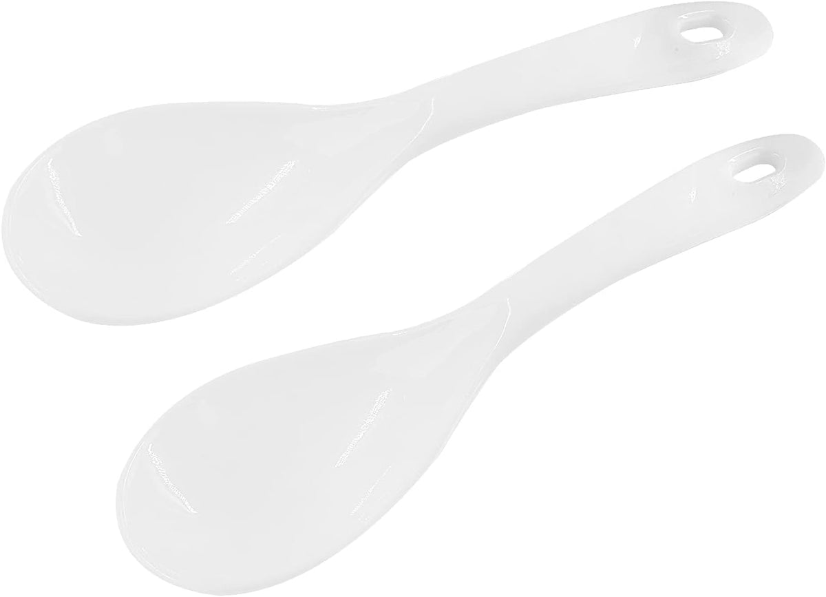 2-Piece Plastic Rice Paddle & Spoon, White E