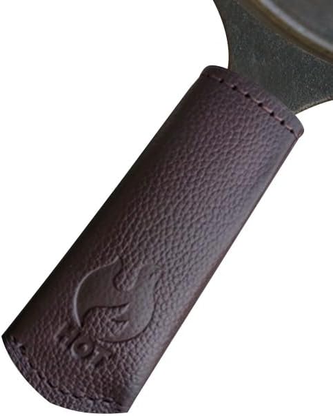 Leather Cast Iron Skillet Pan Handle Cover (Standard 4.5) Thick Leather Heat Resistant Handle Holder for Cast Iron Skillets & Pans (Handmade)