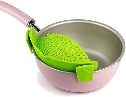 TAODAN Silicone Pot Lid Filter Net Holder Pasta Strainer Kitchen Utensils Gadgets Suitable for Fruit and Vegetables