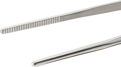 Mercer Culinary 18-8 Stainless Steel Chef Plating Tongs, Offset Tip, 6-1/2 Inch