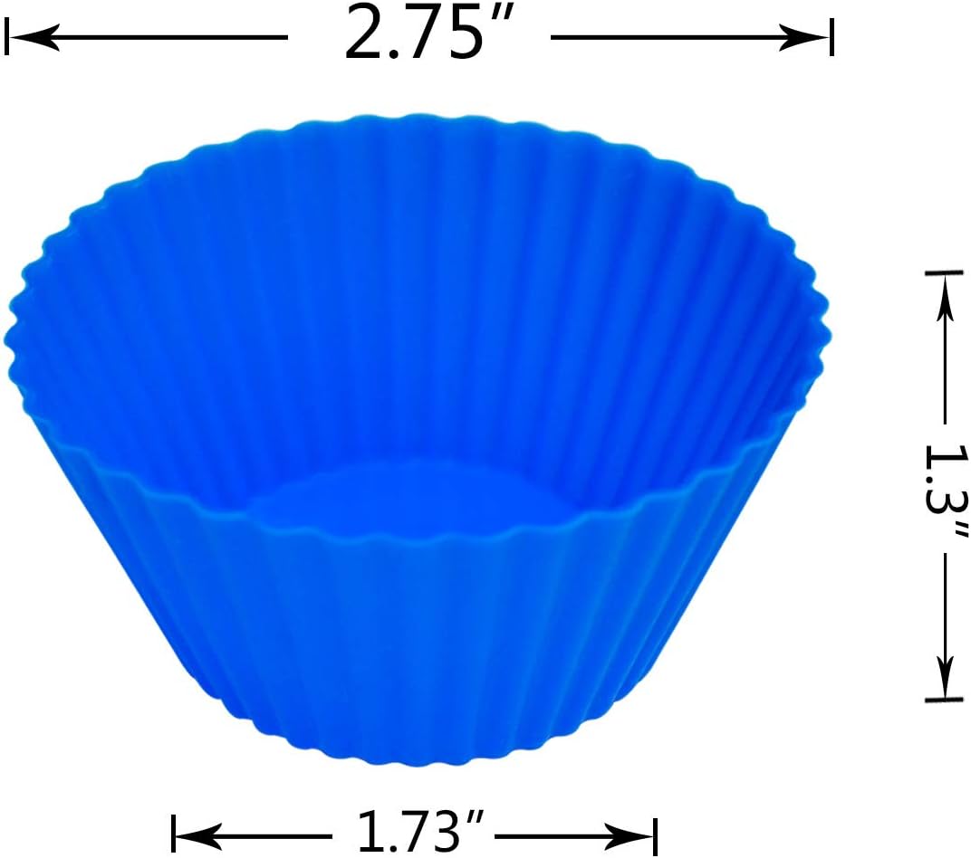 24 Pack Silicone Baking Cups Reusable Muffin Liners Non-Stick Cup Cake Molds Set Cupcake Silicone Liner Standard Size Silicone Cupcake Holder Silicon Cups for Baking Bpa Free (4 Colors)