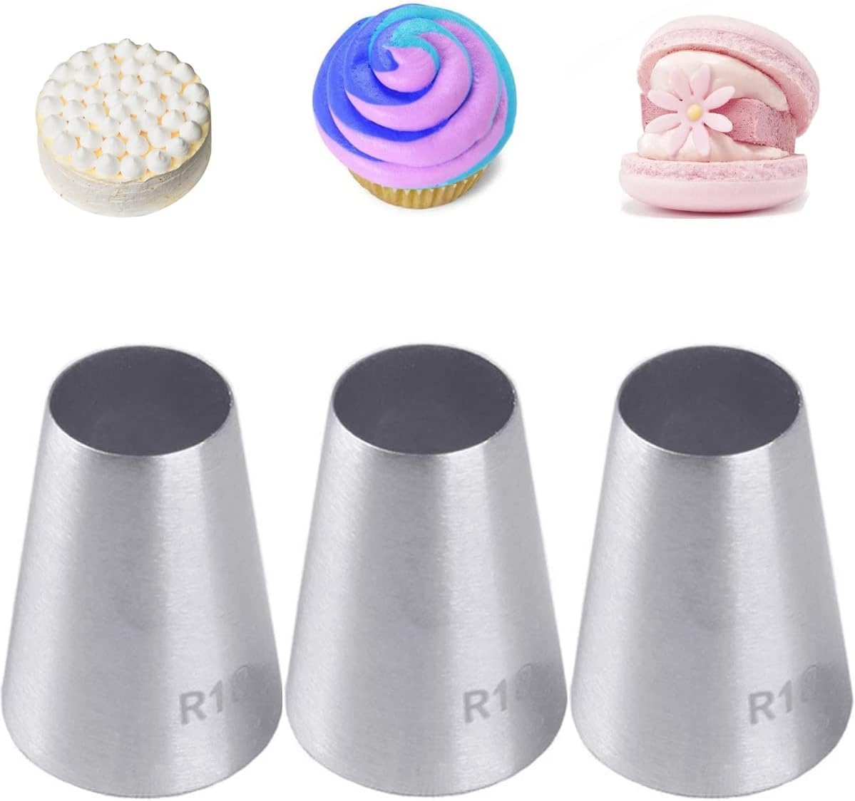 4B Piping Tip Set, Open Star Frosting Tips for Cake Decorating, 3 Pcs