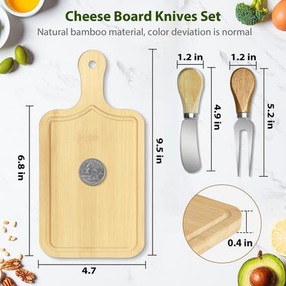 AZEAM 12 Sets Baby Bridal Shower Prizes for Game Winners, Bamboo Mini Cheese Board Set with Knife Fork and Present Box, Small Charcuterie Board Bulk for Party Wedding Guests Present