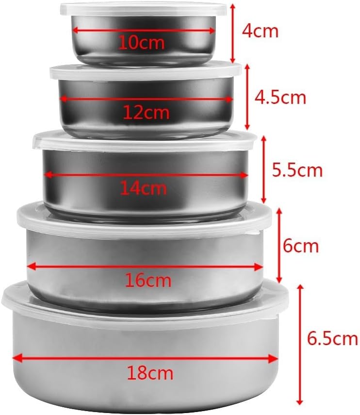 Stainless Steel Mixing Bowls Set with Airtight Lids 5 Piece Nesting Storage Containers for Kitchen Food Prep Serving