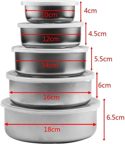 Stainless Steel Mixing Bowls Set with Airtight Lids 5 Piece Nesting Storage Containers for Kitchen Food Prep Serving