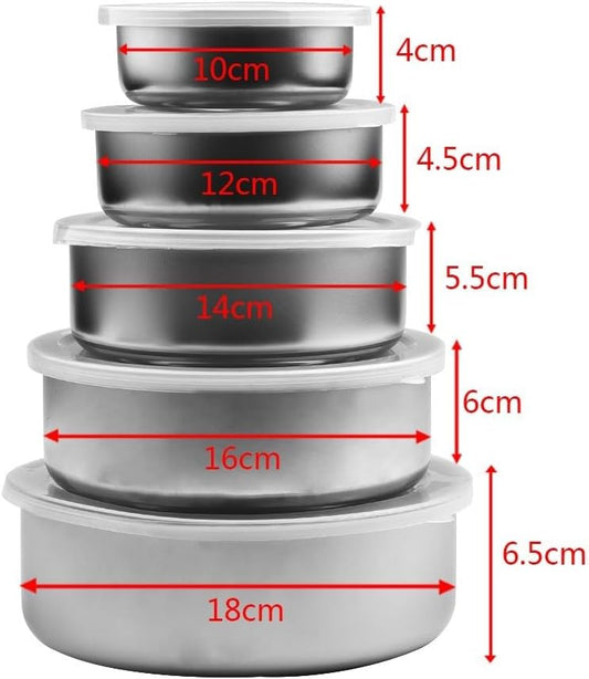 Stainless Steel Mixing Bowls Set with Airtight Lids 5 Piece Nesting Storage Containers for Kitchen Food Prep Serving